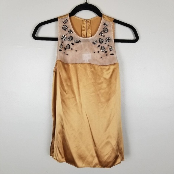CAMI nyc annie tank top in antique gold. embellished, size S, NWT - Picture 1 of 7